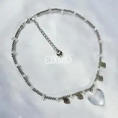 No.044 ♡ ハンドメイド ネックレス ハートうずまき クリア