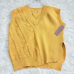 7847 新品未使用✨クリスモンテス ニットベスト オーバーサイズ 洗える 黄色