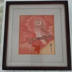 絵画 粒画 勝田幸男 桜とみみずく - メルカリ