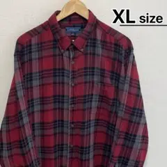 USA古着　ネルシャツ　XL　レッド　チェック柄　Croft & Barrow