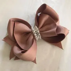 ボリューム リボン ラインストーン＆パール付き バレッタ ヘアクリップ