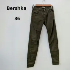 ​【Bershka】美脚 プッシュアップ スキニー パンツ カーキ EUR36