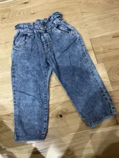 デニムブルー フリルウエストパンツ　100