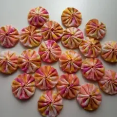 ハンドメイドヨーヨーキルト20個セットAオレンジピンク系