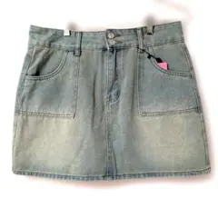 ロムウェ ライトブルー系 デニムミニスカートXL 美品♡