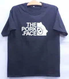 新品・送料込★パロディーTシャツ★黒半袖★ザ・ポーク・フェイス★the pork