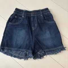 ダークデニムフリンジショートパンツ 120cm