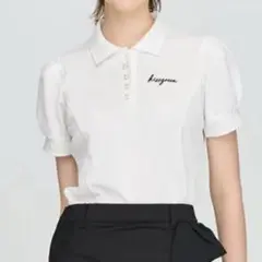 【タグ付き】LL キスオンザグリーン半袖パフスリーブ鹿の子ポロシャツ