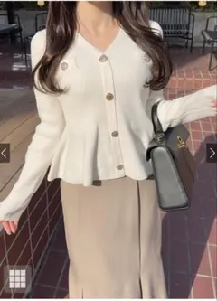 GRL 新品未使用Vネックペプラムニットトップス[lt114]