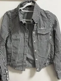 BACKS ストライプ デニム長袖ショート丈ジャケット nugu