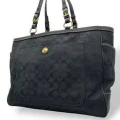 美品　コーチ　トートバッグ　シグネチャー　キャンバス　レザー　10841　T2