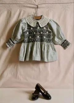 Bonjour diary HANDSMOCK BLOUSE ワンピース　4y