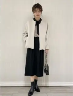 美品 ラトータリテ ダンボールニットブルゾン アイボリー 手洗い可能 ♪