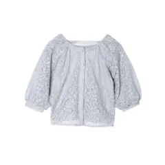 earth music&ecology フラワーレースブラウス ブルー