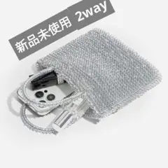 シルバー ショルダーバッグ 小型 スマホショルダー ワイヤーバック 2way