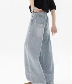 ワイドデニムジーンズ　ブルー　未使用品