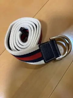 GUCCI シェリーライン ベルト キャンバス ホワイト　レッド　良品