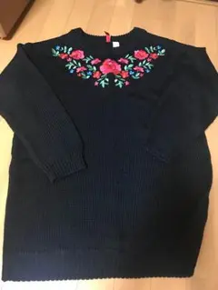 花柄 刺繍 ニットワンピース H&M