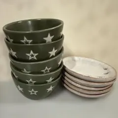 【10皿セット】星柄ボウルと 葉模様皿のセット 送料無料【お得】