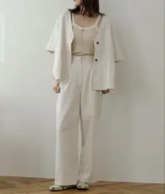 【NOAHL】L 新品　レディース　パンツ ボトム 綿麻 麻混 エクリュ