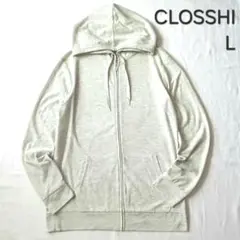 新品 クロッシー 薄手 パーカー フルジップアップ ライトグレー L