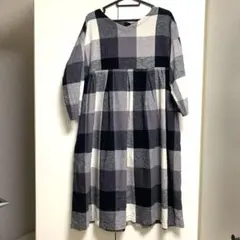 niko and ... チェック柄チュニックワンピース　リネン混