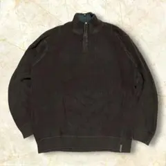 く*ぅ様 00s コロンビア ハーフジップコットンニット USメンズ 肉厚ダーク