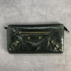バレンシアガ 長財布 シティ クラシック ラムスキン ブラック レザー y2k
