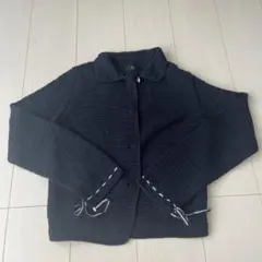 黒ネイビーカーディガン　ru アールユー　春服秋服　リボン　レディース羽織り