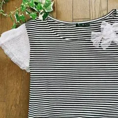 archives カットソー　おしゃれTシャツ　半袖　ボーダー　レース