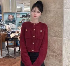 GRL グレイル　ラメフェザーカーディガン　[kz618] ボルドー