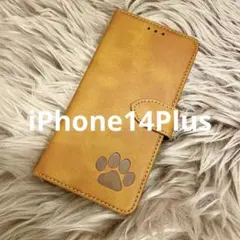 iPhone14Plusケース 手帳型 レザー 犬猫肉球 新品未使用 プレゼント
