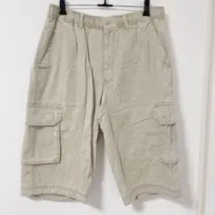 ユニクロ【M】カーゴハーフパンツ ベージュ 綿100% ウエストゴム 紐あり