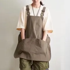 【防水】エプロン 男女兼用 撥水 防汚 カーキグレー（チャコール・ブラウン系）のサムネイル