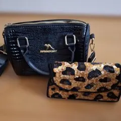 ブラッククロコダイルエンボスショルダーバッグセット