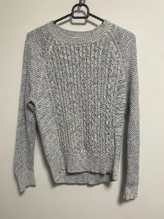 UNIQLOユニクロ　ブルー系 ケーブルニット 長袖セーター