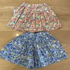 プティマイン　リバティ花柄　キュロット　90cm 2枚セット