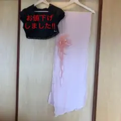 パーティー ストール ピンク×花、ブラックボレロセット 結婚式 【訳あり】