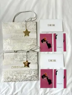 Dior ショッパー　紙袋（ゴールドチャーム付き）とポストカードセット