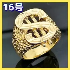 新品 指輪 リング 16号 ヒップホップ ギラギラ パーティー 金のサムネイル