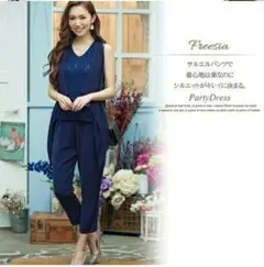 ⚫RUIRUE 新品タグ付 ネイビーレース トップスパンツセットアップSサイズ