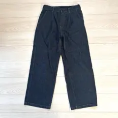 ジーユー　GU デニムバギースラックス　サイズS ブルー