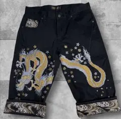 Ed Hardy デニム ハーフパンツ 刺繍 ドラゴン 希少 34 y2k - メルカリ