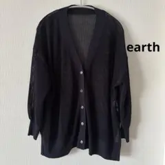 earthネイビーメッシュカーディガン 長袖