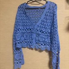 ブルー　レース　カーディガン