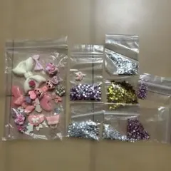 デコパーツまとめ売り　ピンク系　リボン、薔薇 、星