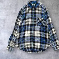 【アメリカンイーグルボーイフレンド】良品　長袖シャツ　チェック　ブルー　S