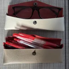 牛革製メガネケース・ペンケース2個セット