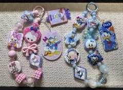 キャラクター付き　カップル　ビーズストラップ スマホストラップ キーホルダー