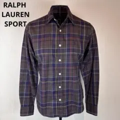 ★RALPH LAUREN SPORT★S★茶紺赤チェックシャツ★左胸ホース刺繍